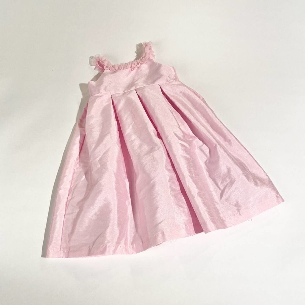 Pink taffeta ruffle formal dress